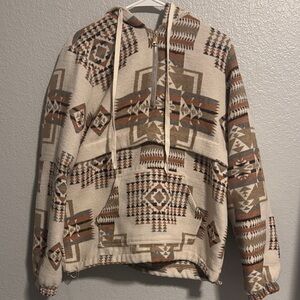 Tribal Print Hooded Pullover